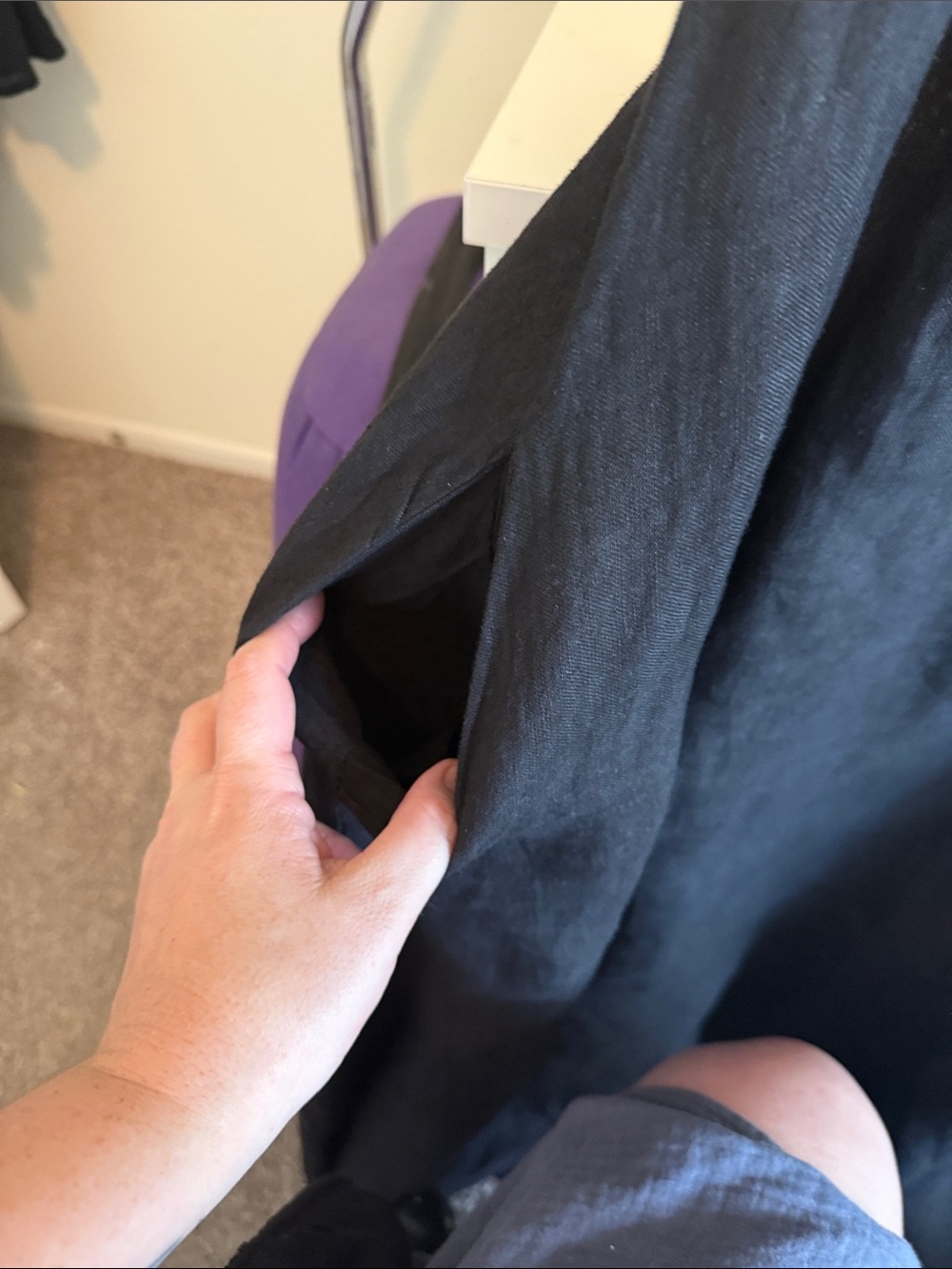 Black Linen Maxi Dress with Square Neck - Picture 6 of 11